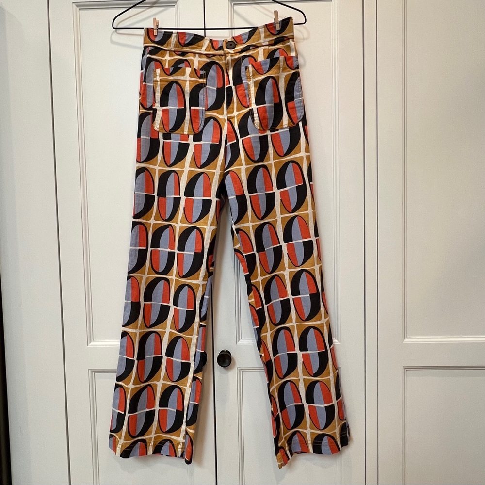 Zara Orange and Black Cropped Geometric Pants